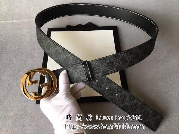 古馳CUCCI 休閒款式 原單經典 高級人造革面 純銅大圓扣 男士皮帶 GHG1037